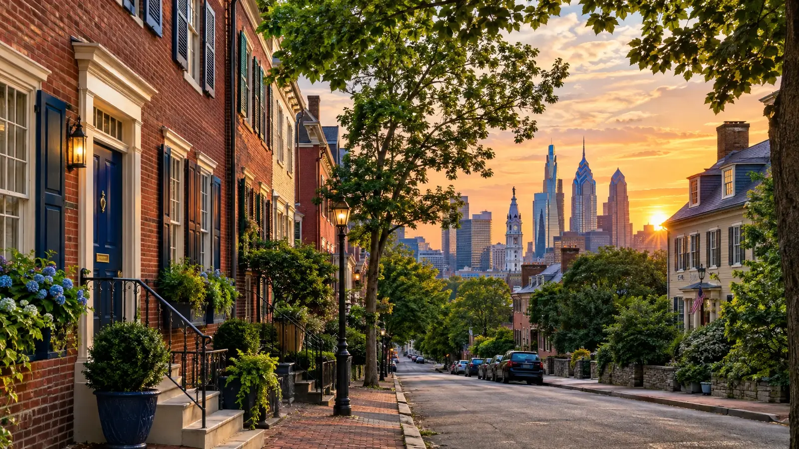 A neighborhood scene near Philadelphia, PA
